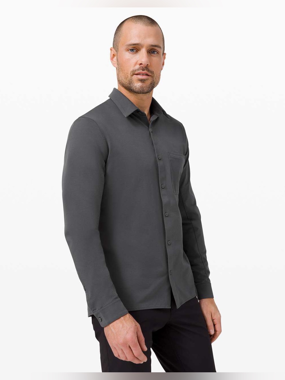 Lululemon Long Sleeve Button Down Utility Shirt Mens Size Medium Grey